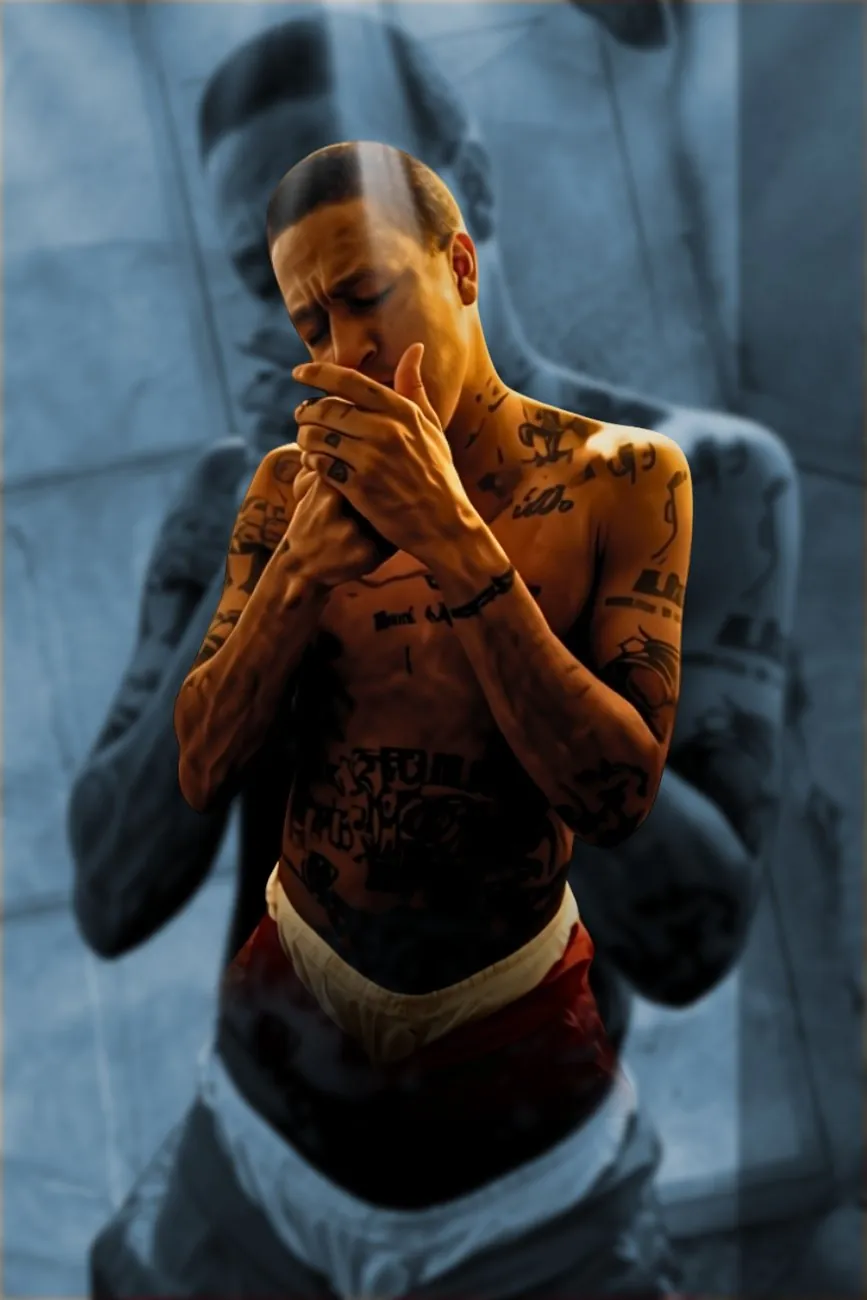 C. Miller, aka C-Murder — subject of the Launchpad TV exclusive documentary short, in a reflective double-exposure portrait